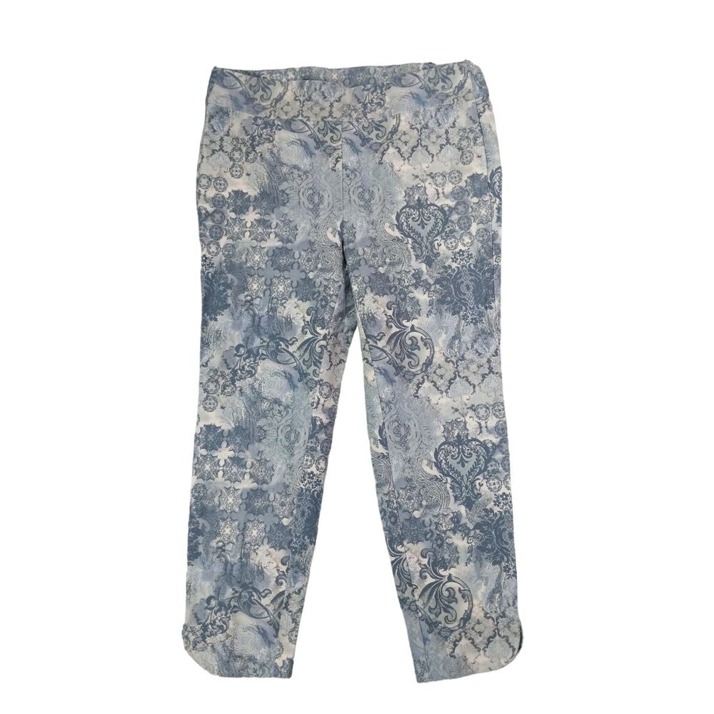 Soft Surroundings Blue and White Floral Cropped Pants